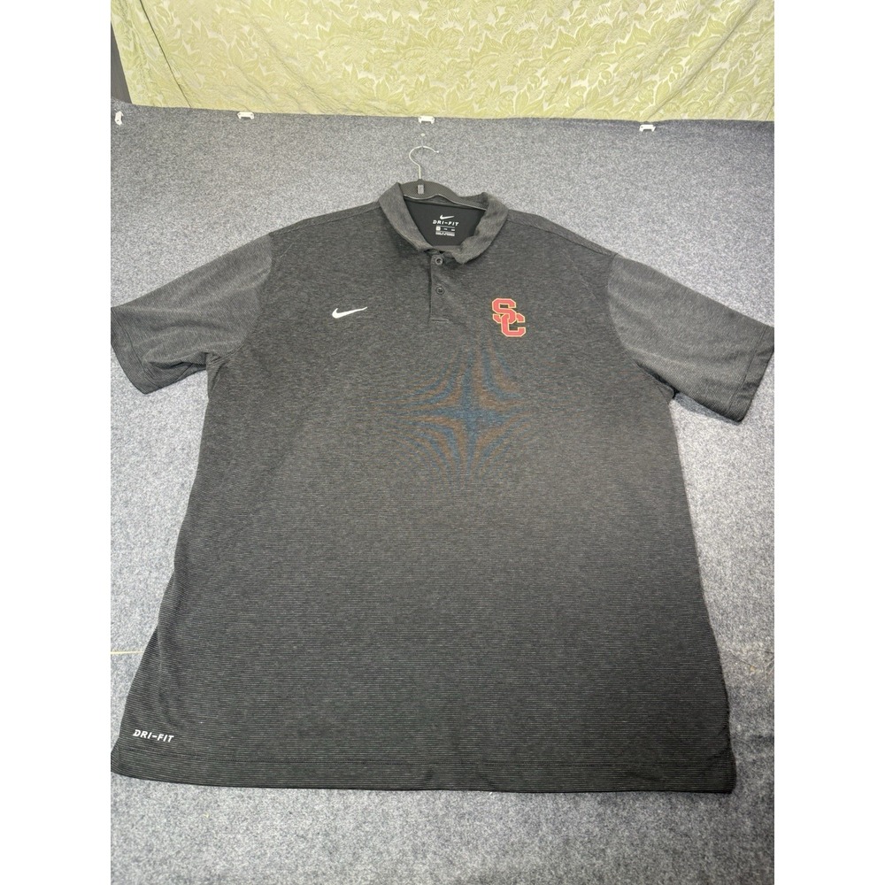 USC Trojans Nike Dri FIT Polo Shirt Mens XXL Gray Short Sleeve